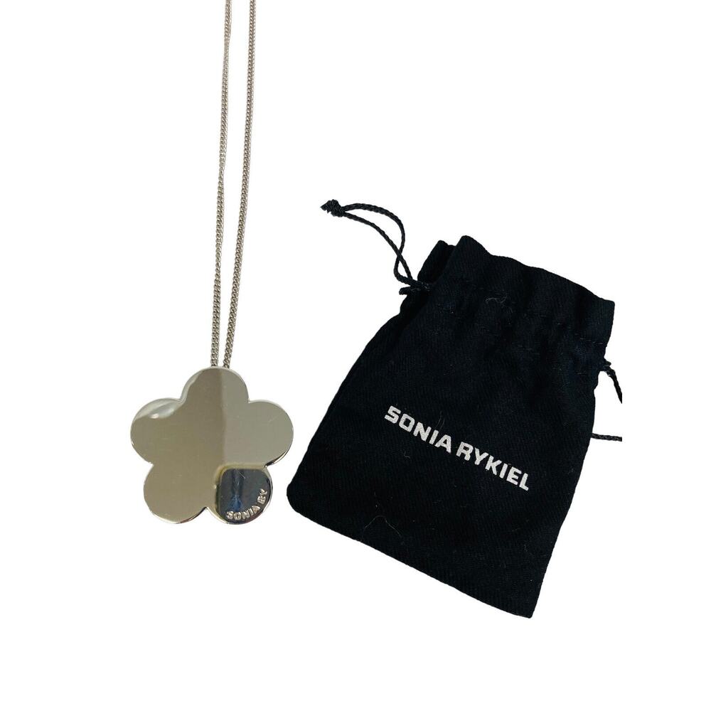 SONIA RYKIEL Silver Flower Pendant Chain Necklace